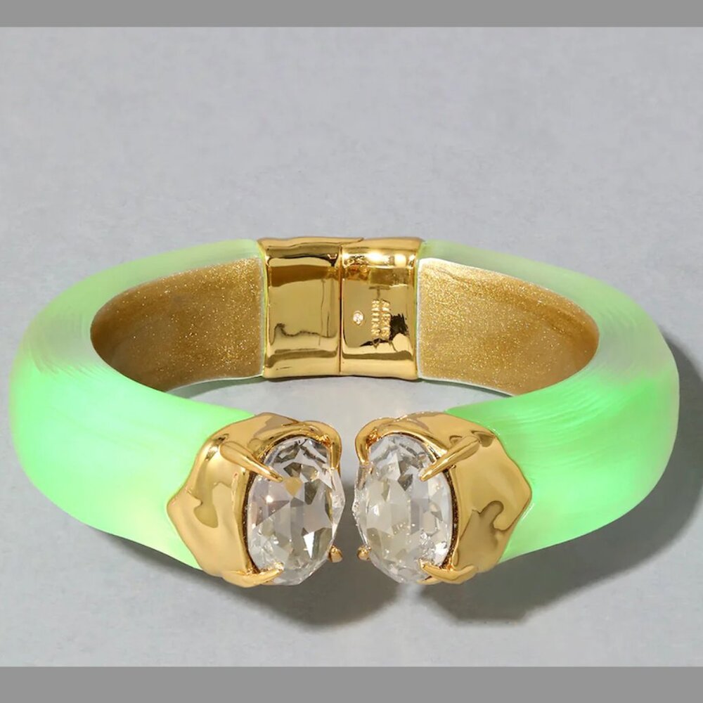 Alexis Bittar | Bonbon Crystal Lucite Hinge Bracelet in Neon Green